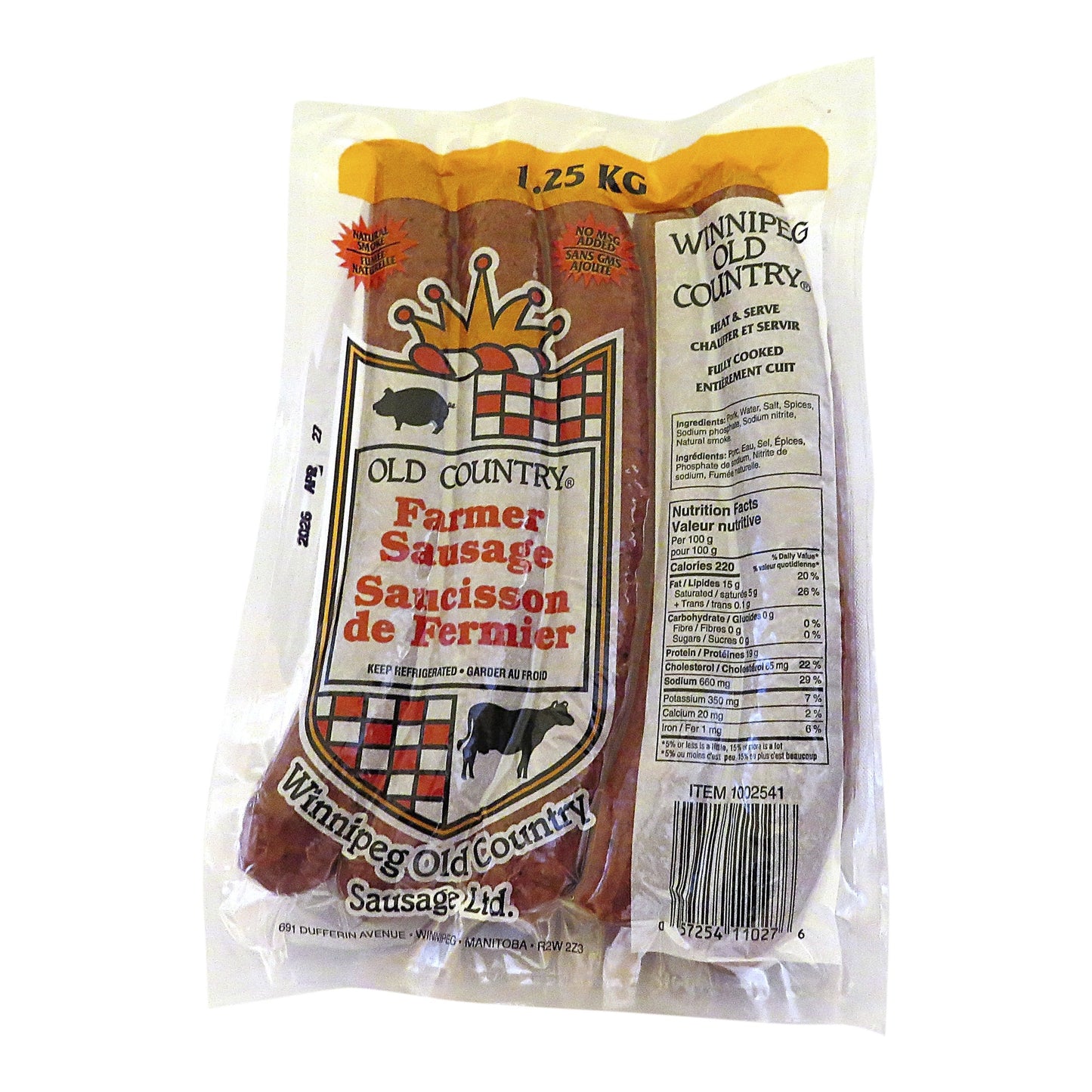 Winnipeg Old Country Farmer Sausage 1.25 kg - image 1