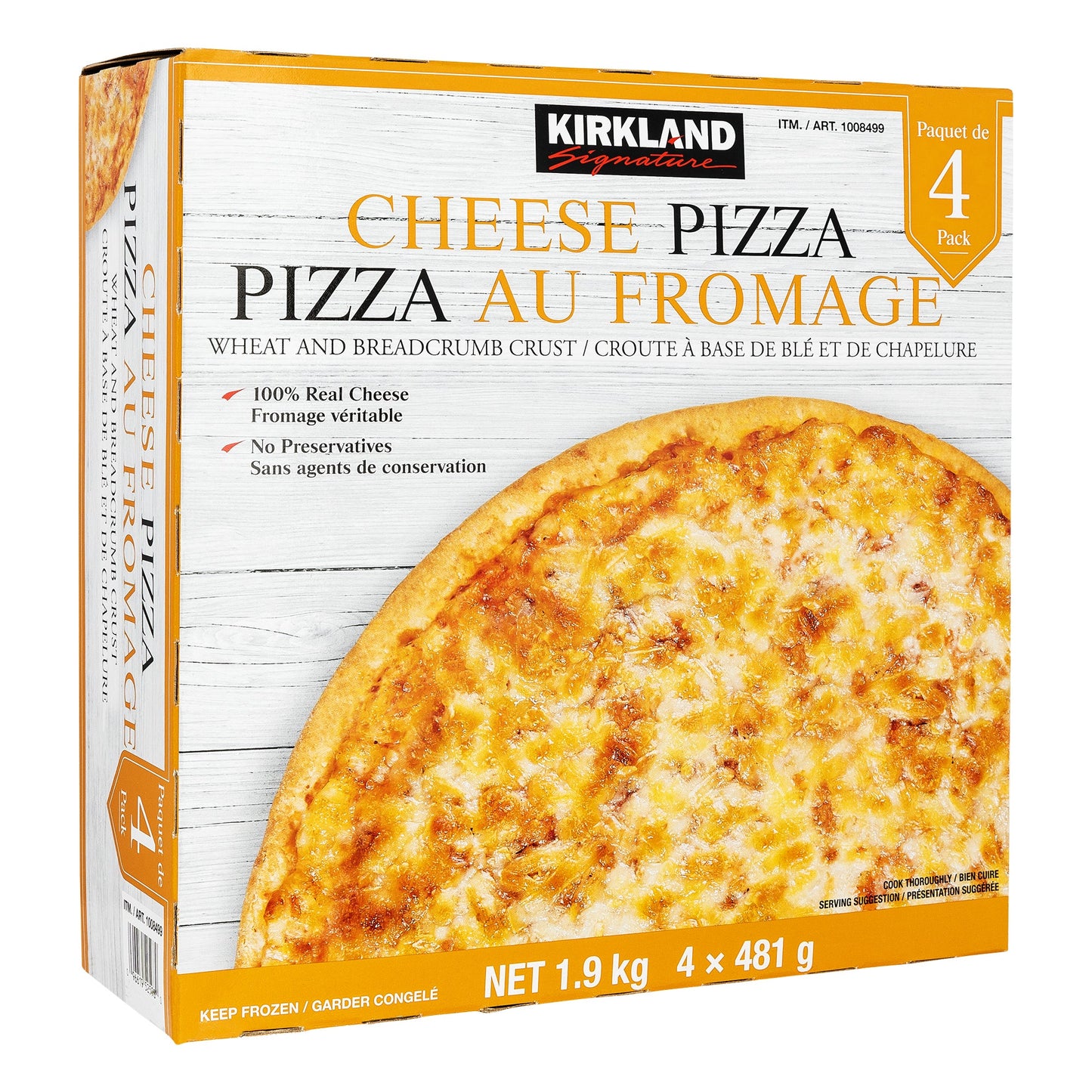 Kirkland Signature Frozen Cheese Pizza, Pack of 4 - image 1