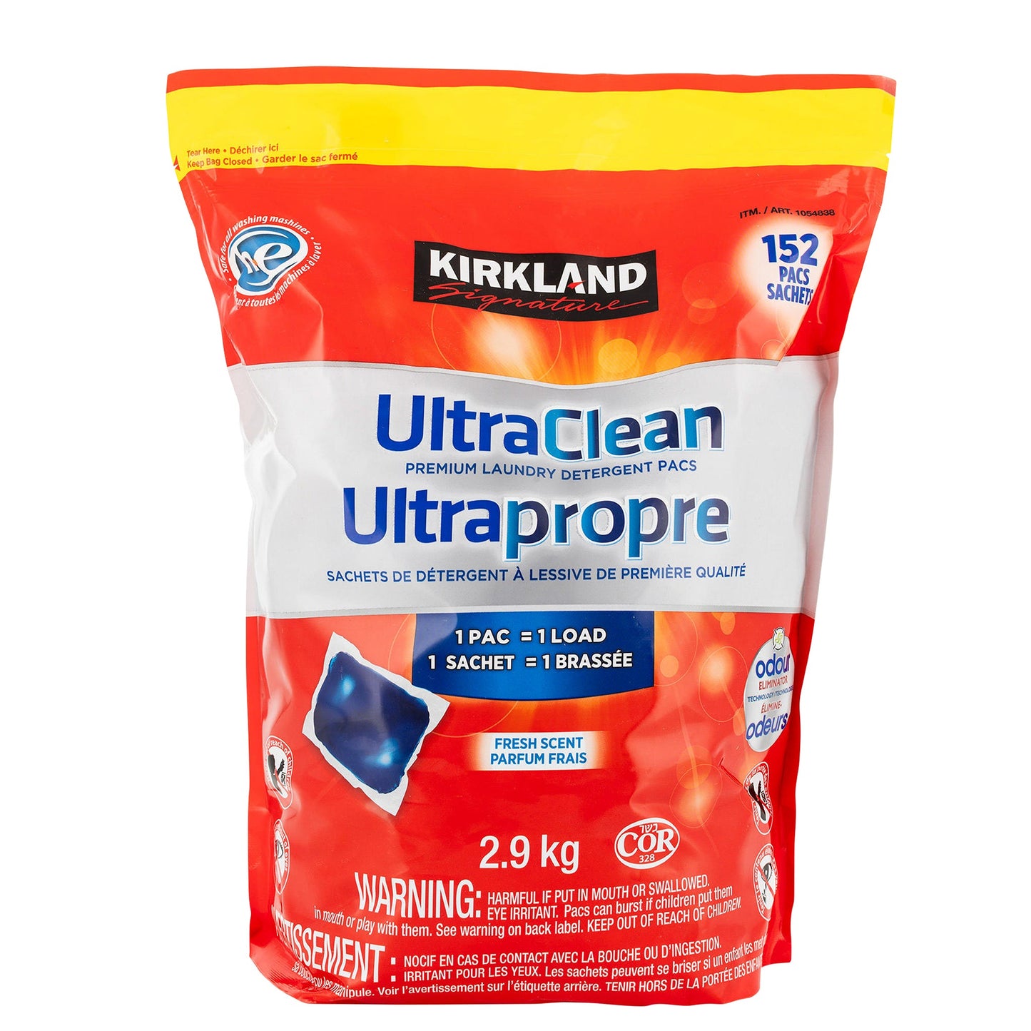 Kirkland Signature Ultra Clean Laundry Detergent Pacs, 152-count - image 1