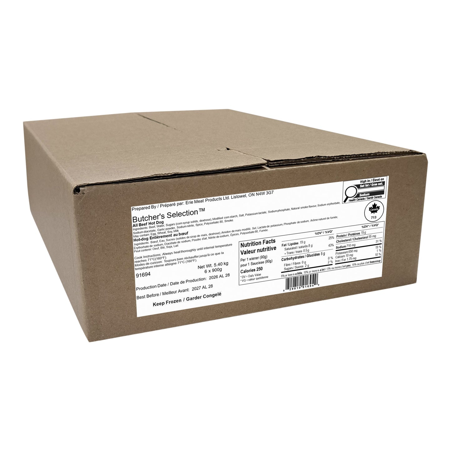 Butcher’s Selection All Beef Hot Dog -60x 90g - image 3