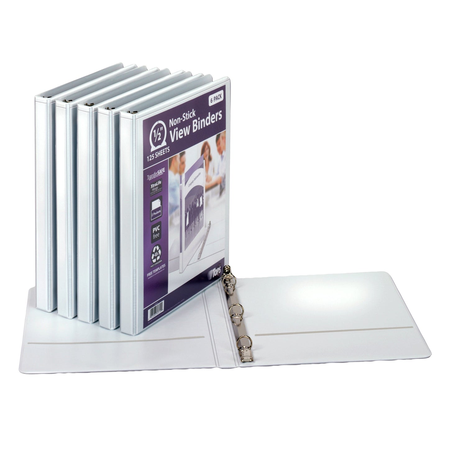 TOPS ClearVue 0.5 in White View Binders, Pack of 6 - image 1