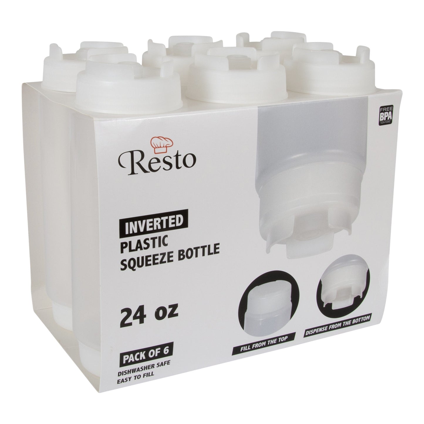 Resto 709 mL (24 oz) Clear Wide-mouth FIFO Squeeze Bottles Pack of 6 - image 1