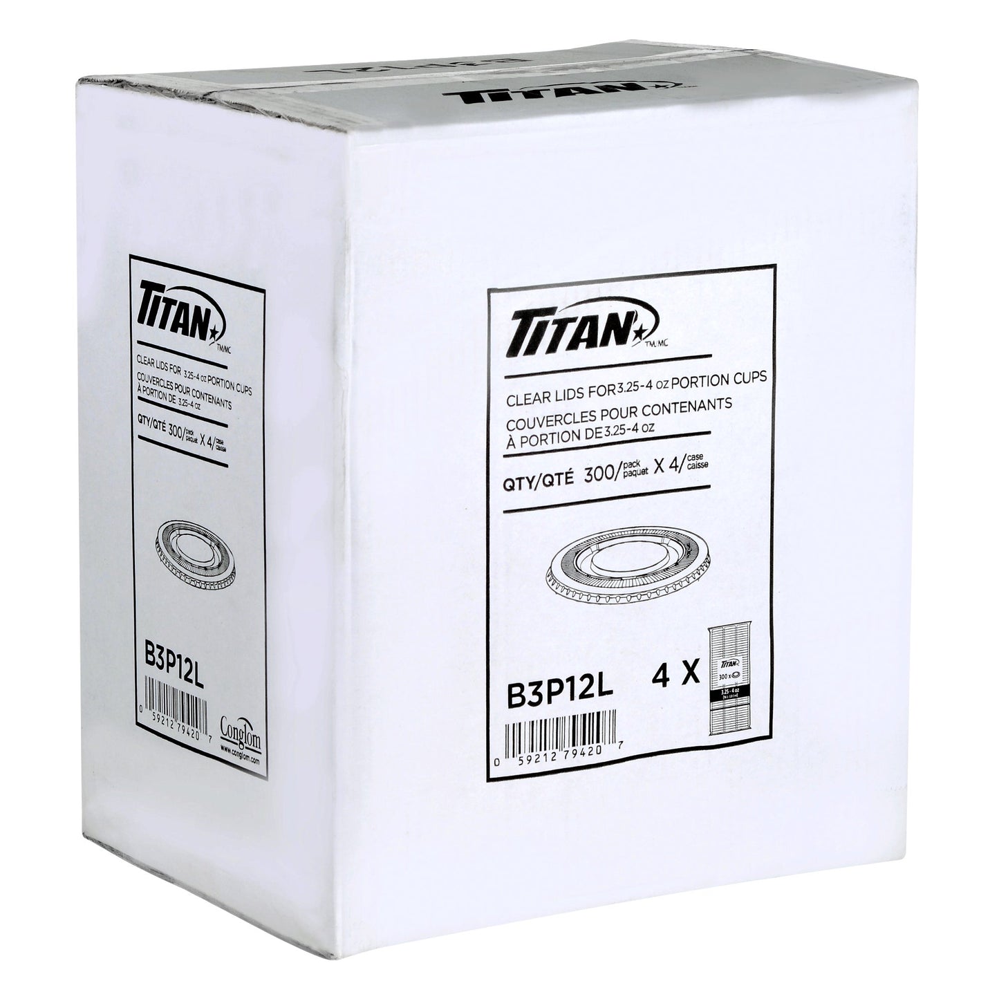 Titan Clear Plastic Lid for 3.25 oz Portion Cups, 4 packs of 300 - image 2