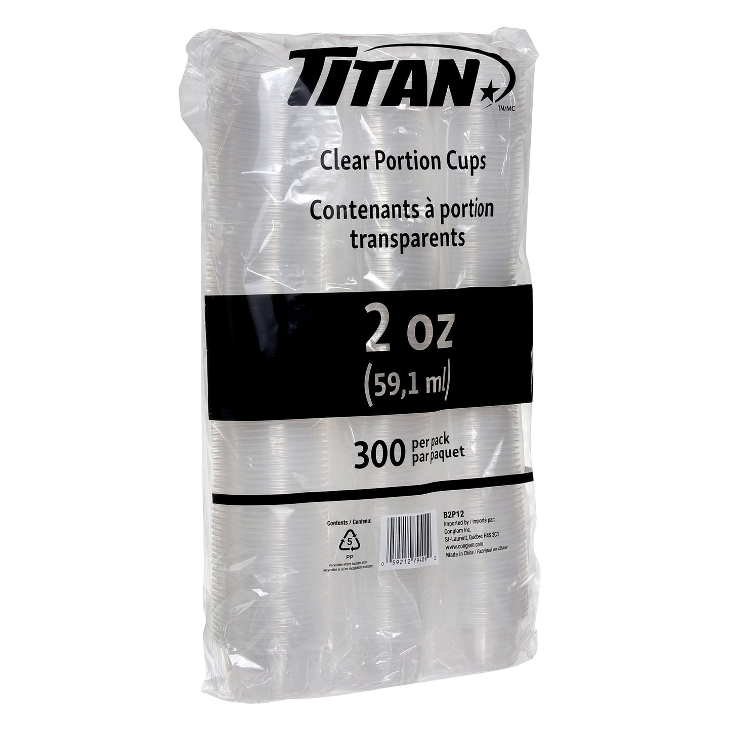 Titan Clear Plastic 2-oz Portion Cups, 4 packs of 300 - image 3
