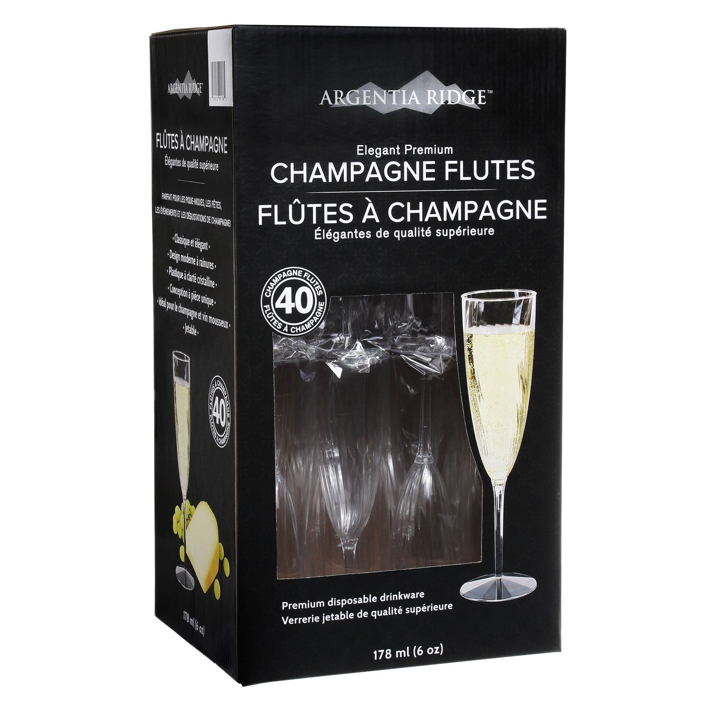 Argentia Ridge 6-oz Plastic Champagne Flutes, Pack of 40 - image 2