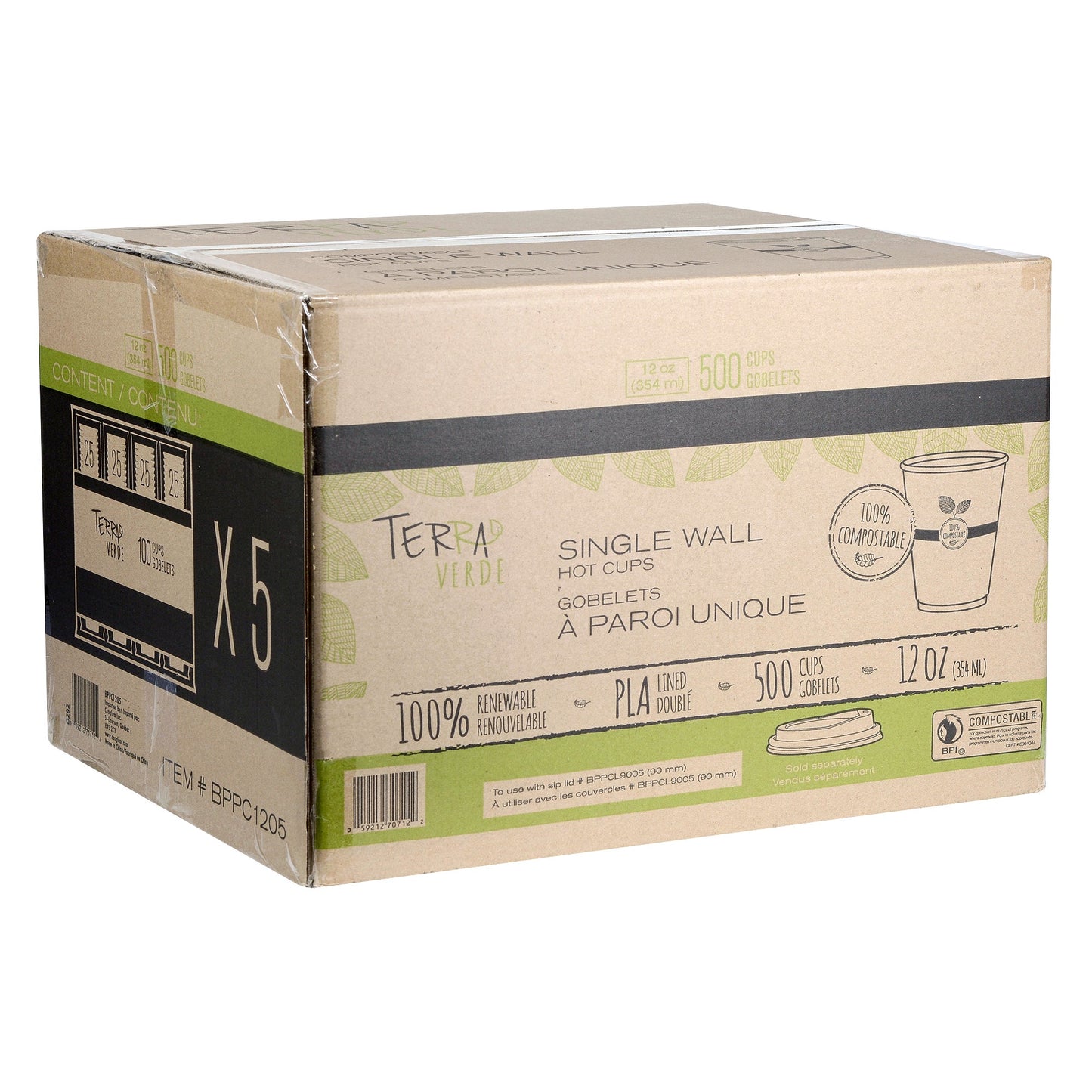 iECO Compost Single Wall Cup 12oz, 5 Packs of 100 - image 5