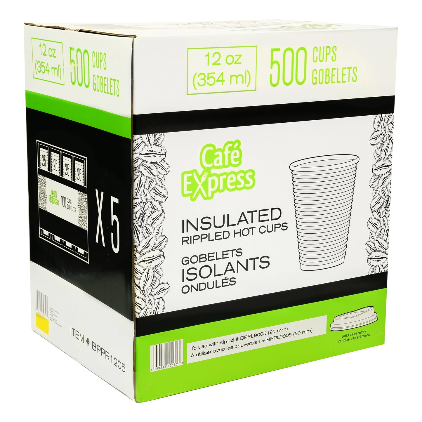 Café Express 12-oz Brown Ripple Hot Cups, 5 packs of 100 - image 3