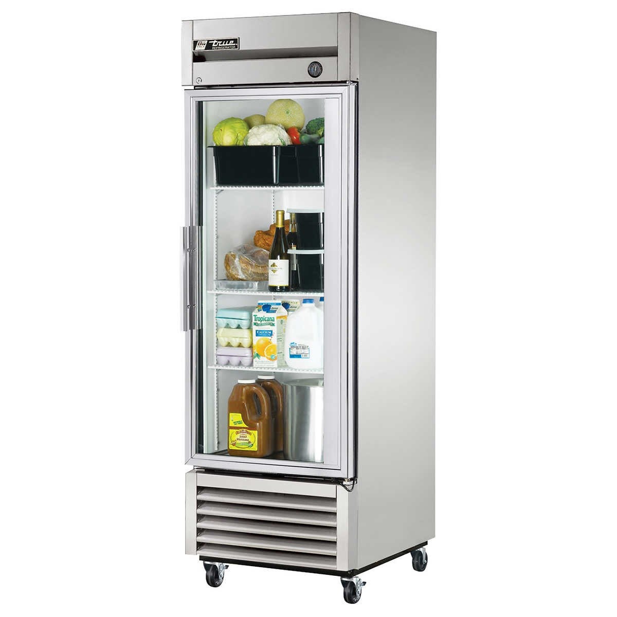 True 27 in (23 cu. ft.) Stainless Steel One Section Reach-in Glass Door Refrigerator - image 1