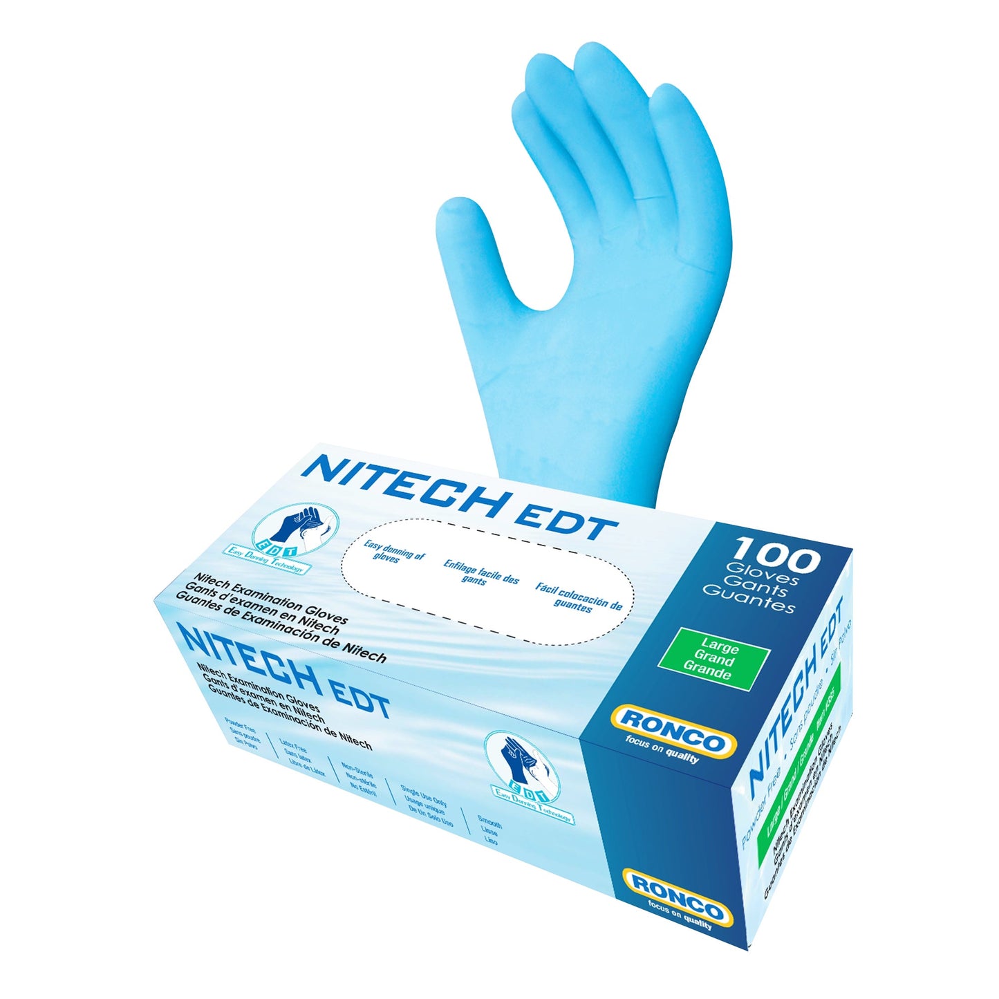 Ronco Nitech EDT® Large Examination Gloves, 4 packs of 100 - image 1