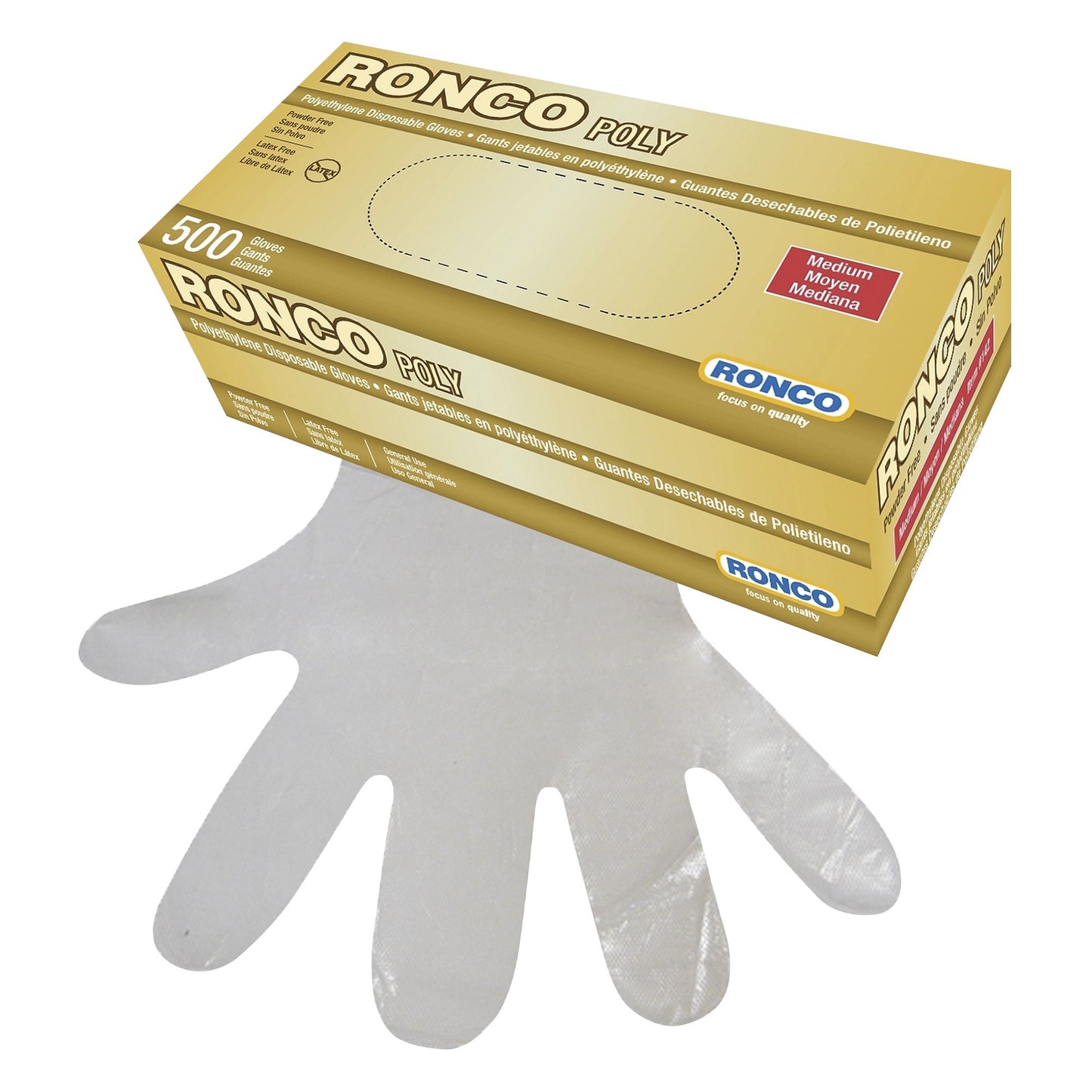 Ronco Polyethylene Medium Disposable Gloves, 4 packs of 500 - image 1