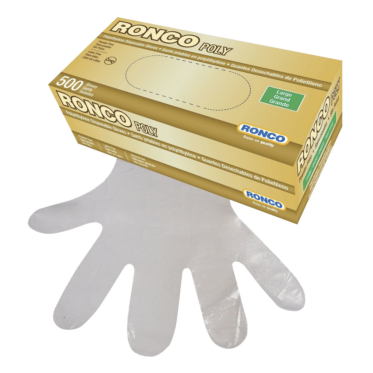 Ronco Polyethylene Large Disposable Gloves, 4 packs of 500 - image 1
