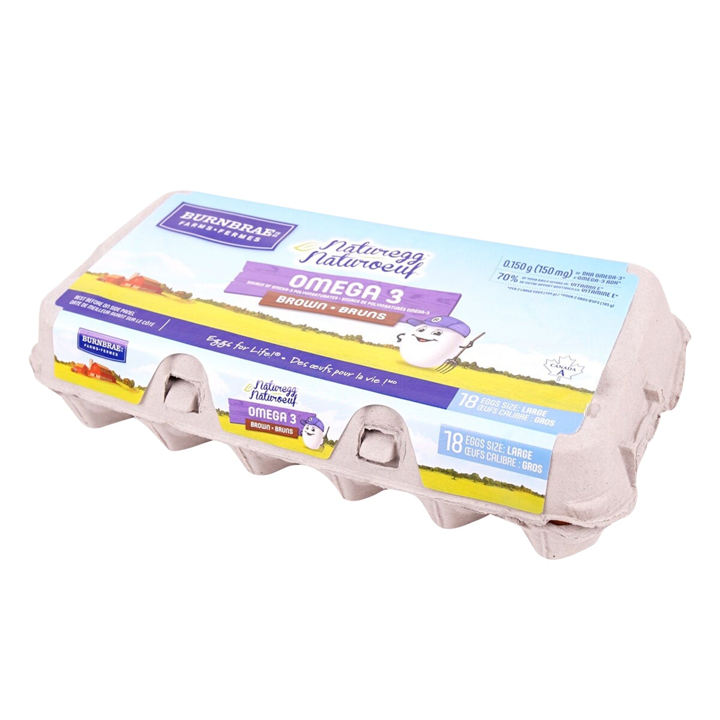 Burnbrae Farms Large Omega 3 Eggs, 2 packs of 18 - image 1