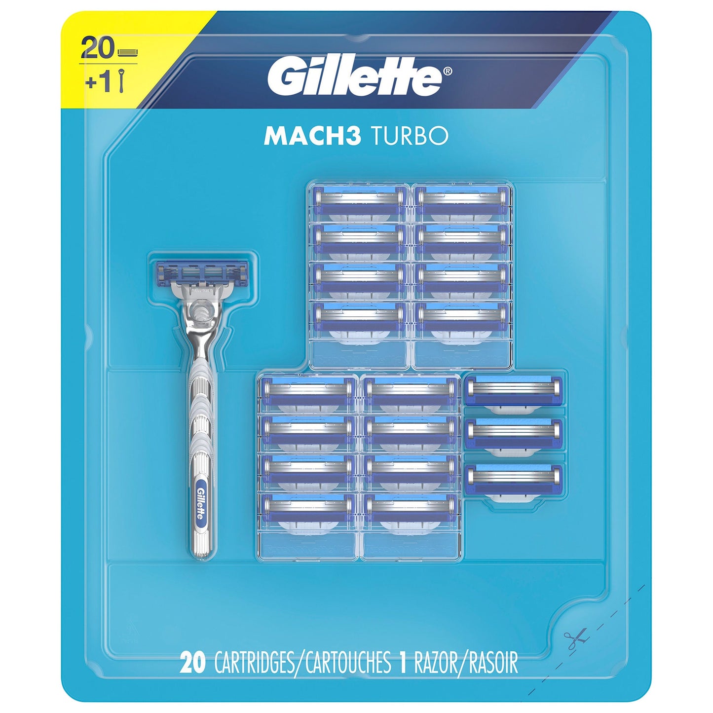 Gillette Mach3 Turbo Razor with 20 Cartridges - image 1