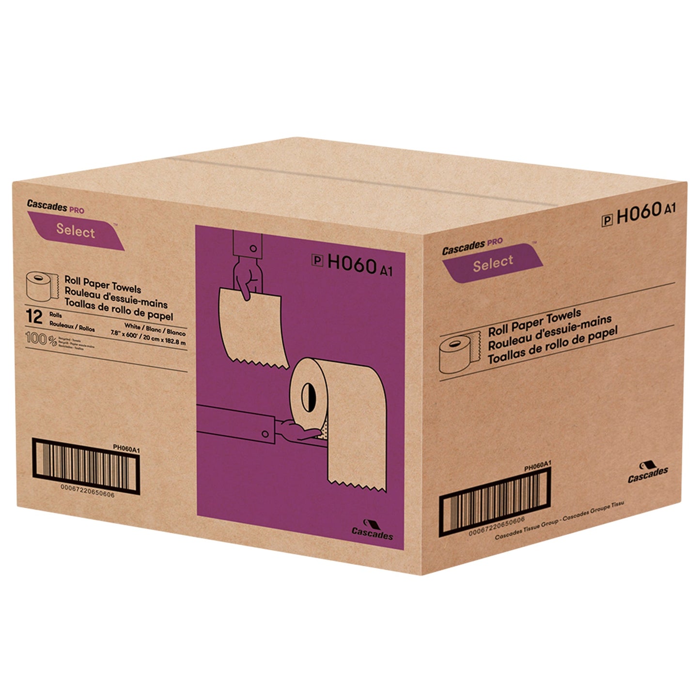 Cascades Pro Select White Paper Towel Rolls, Pack of 12 - image 2
