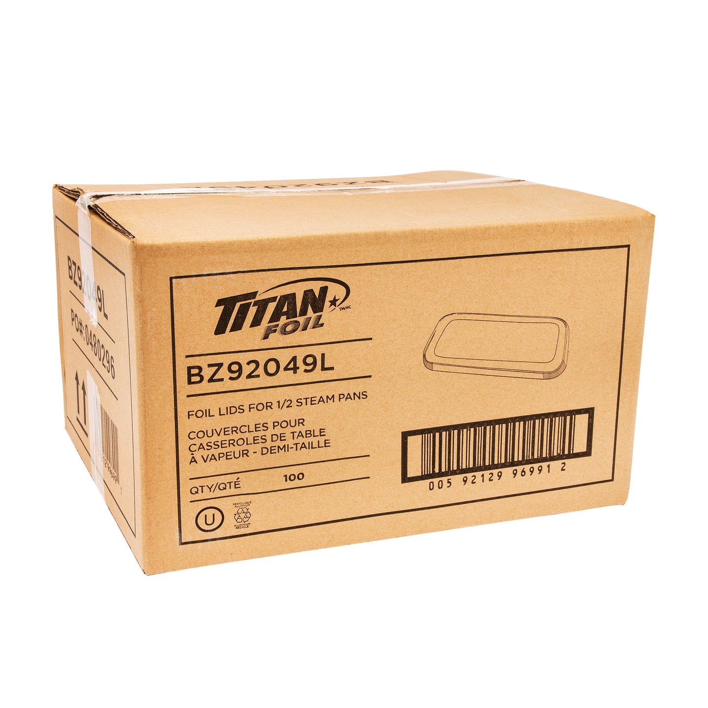 Titan Aluminum Lids for Half-Steam Pan, Pack of 100 - image 2