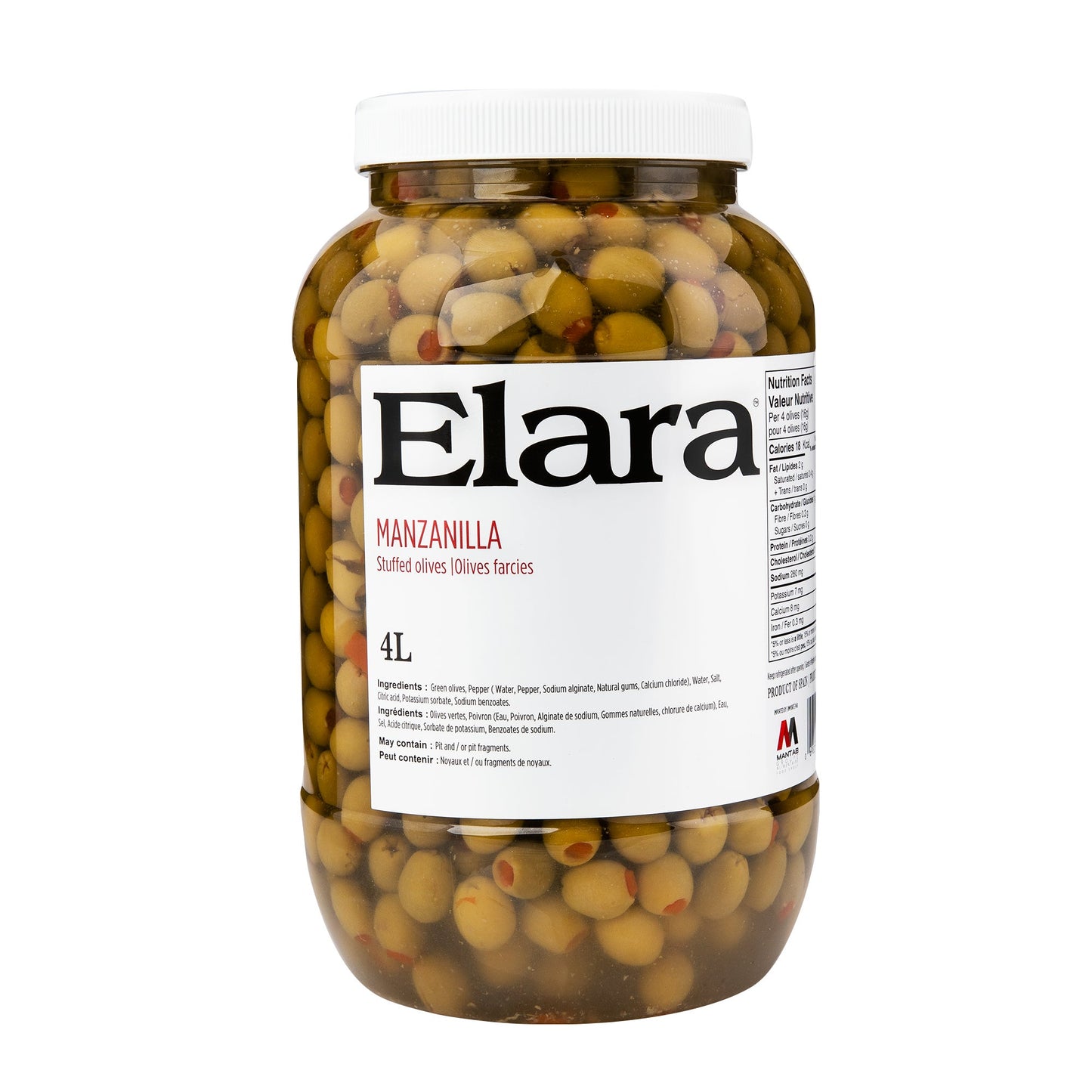 Elara Manzanilla Stuffed Olives, 4 L - image 1