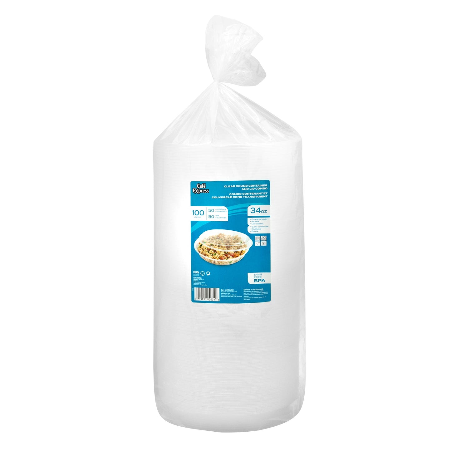 Café Express 34-oz Round Containers with Lids, Pack of 50 - image 2