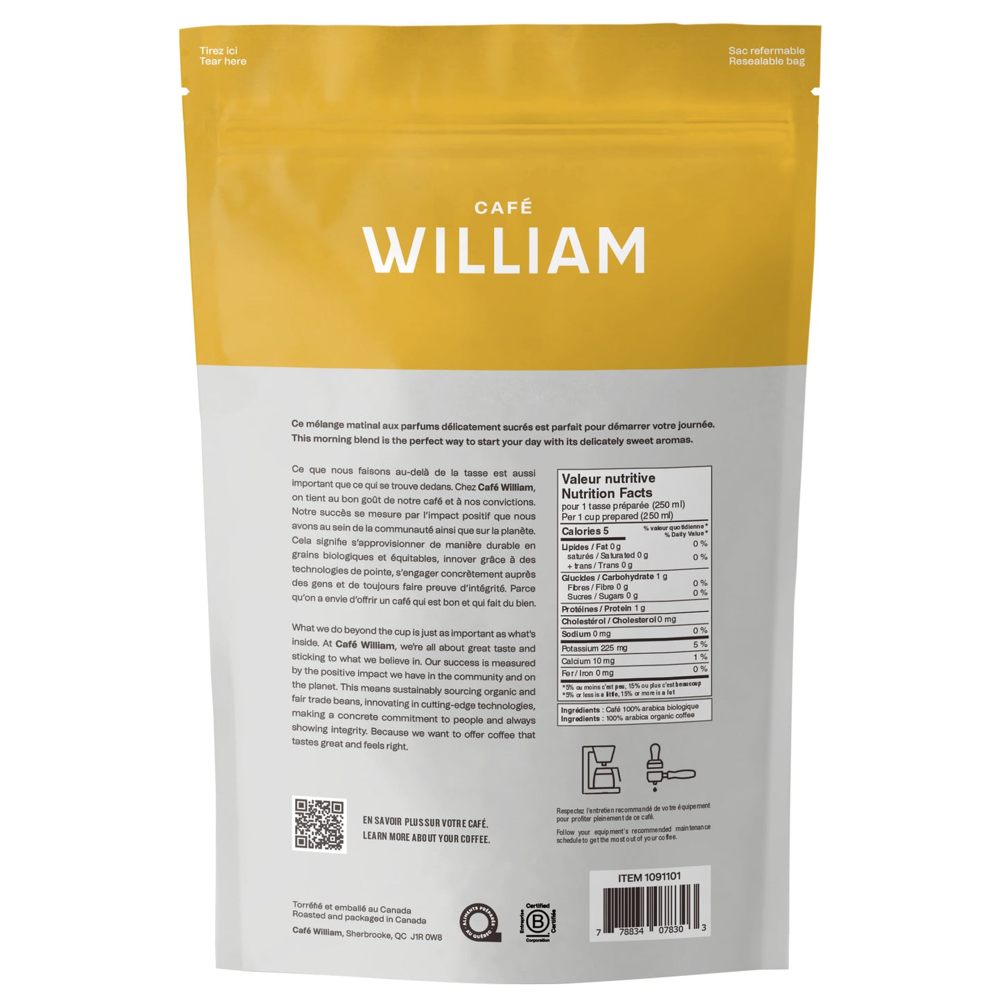 Café William Colombian Light Roast Fairtrade and Organic Whole Bean Coffee, 2-pack - image 2