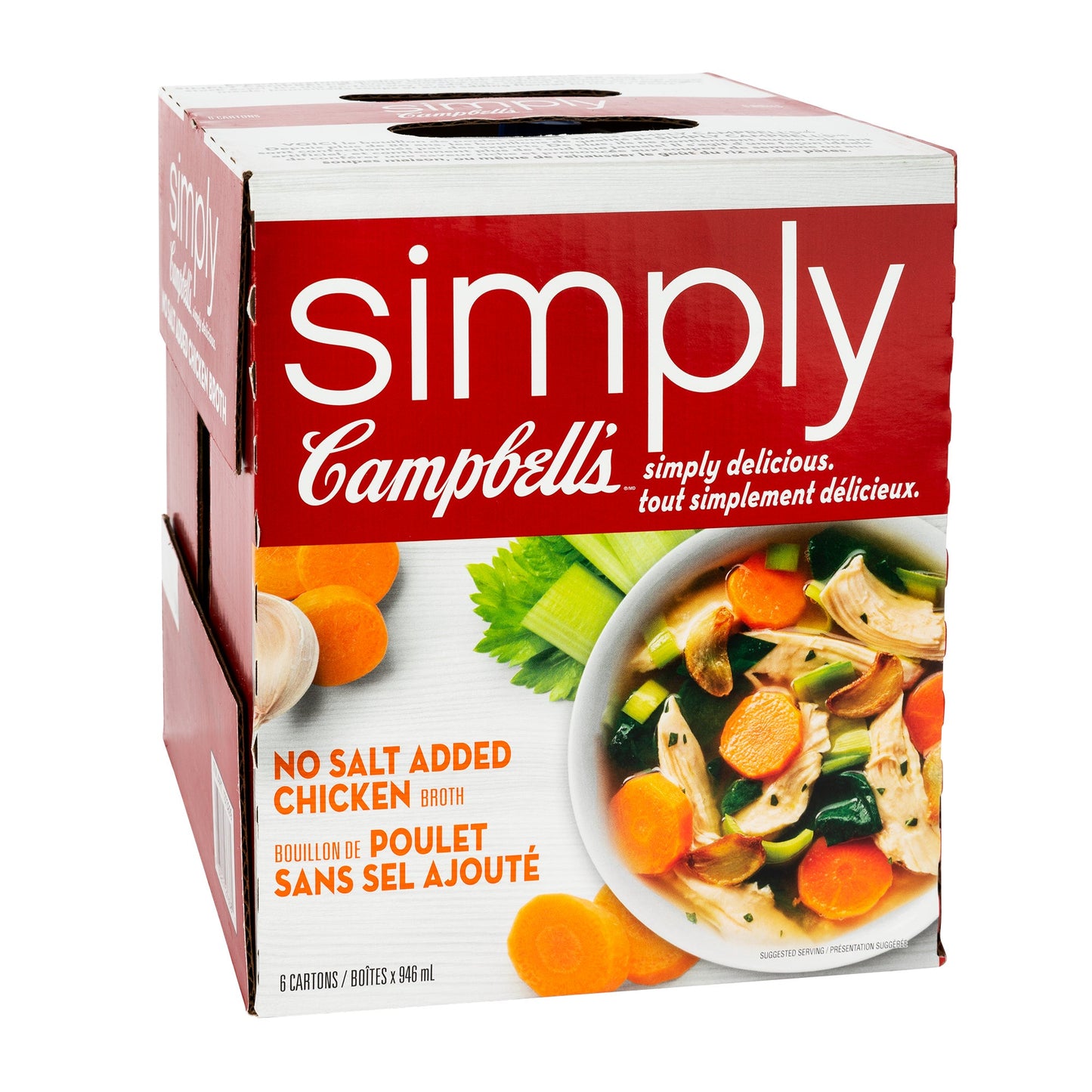 Simply Campbell's No Salt Added Chicken Broth, 6-pack - image 1