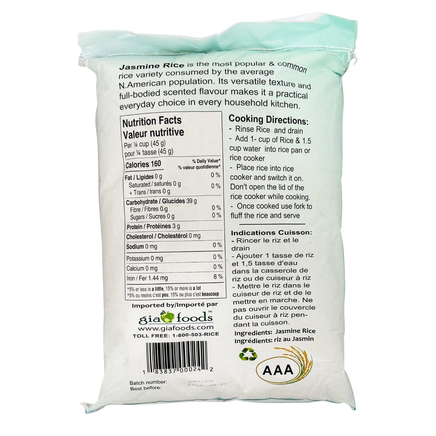 Gia Fancy Jasmine Rice, 18.1 kg - image 3