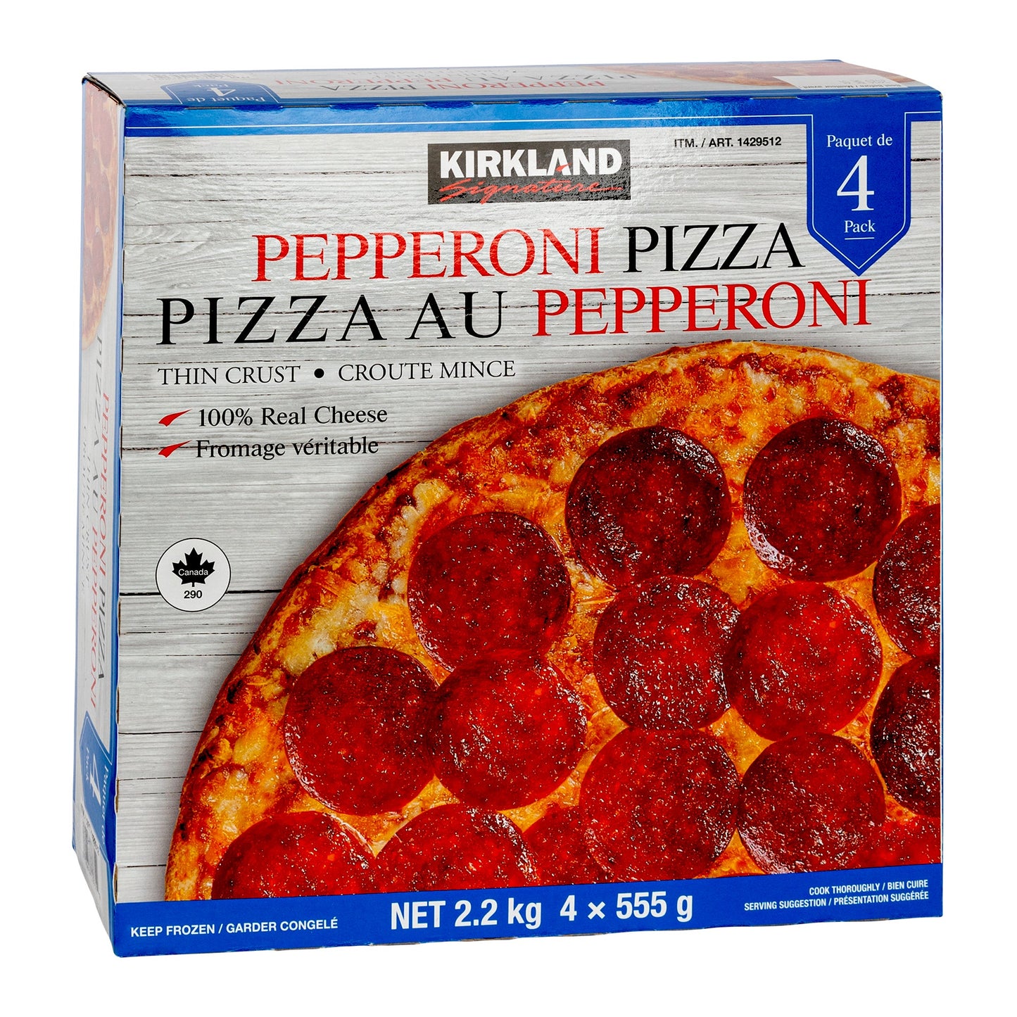 Kirkland Signature Pepperoni Thin Crust Pizza, 4 x 555 g - image 1