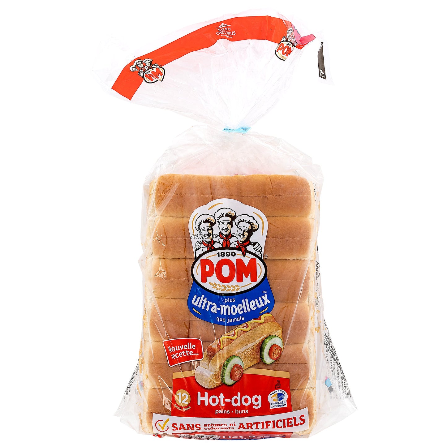 POM Ultra-Soft Top Sliced Hot Dog Buns, Pack of 12 - image 1
