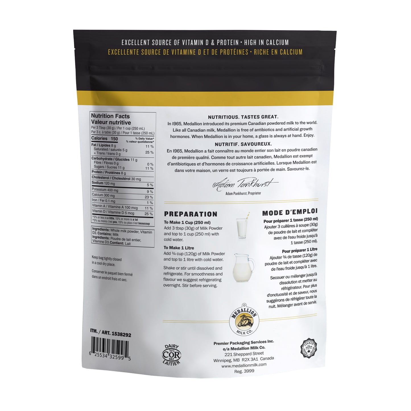 Medallion Milk Whole Milk Powder, 4 x 1 kg - image 2