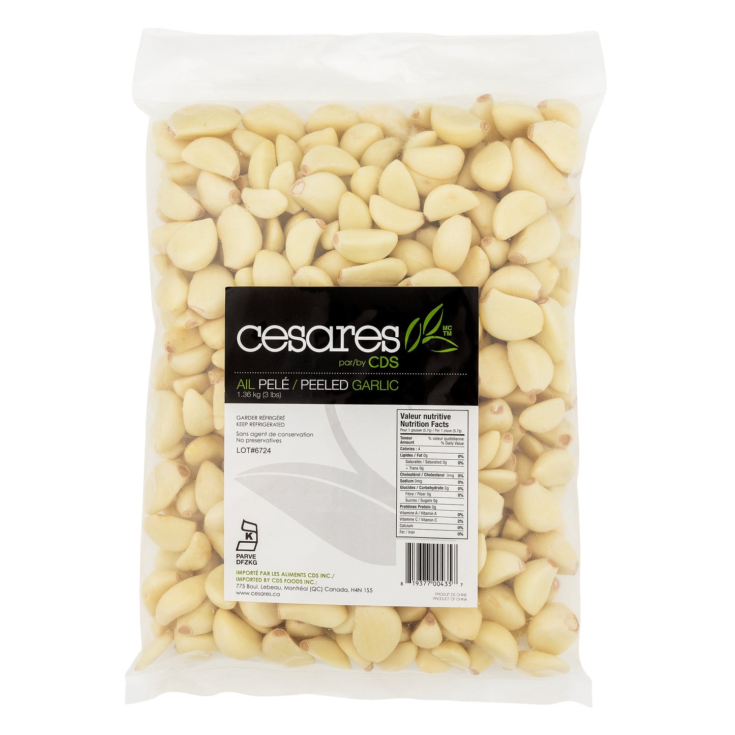 CDS Garlic Fresh Peeled Garlic, 1.36 kg - image 1