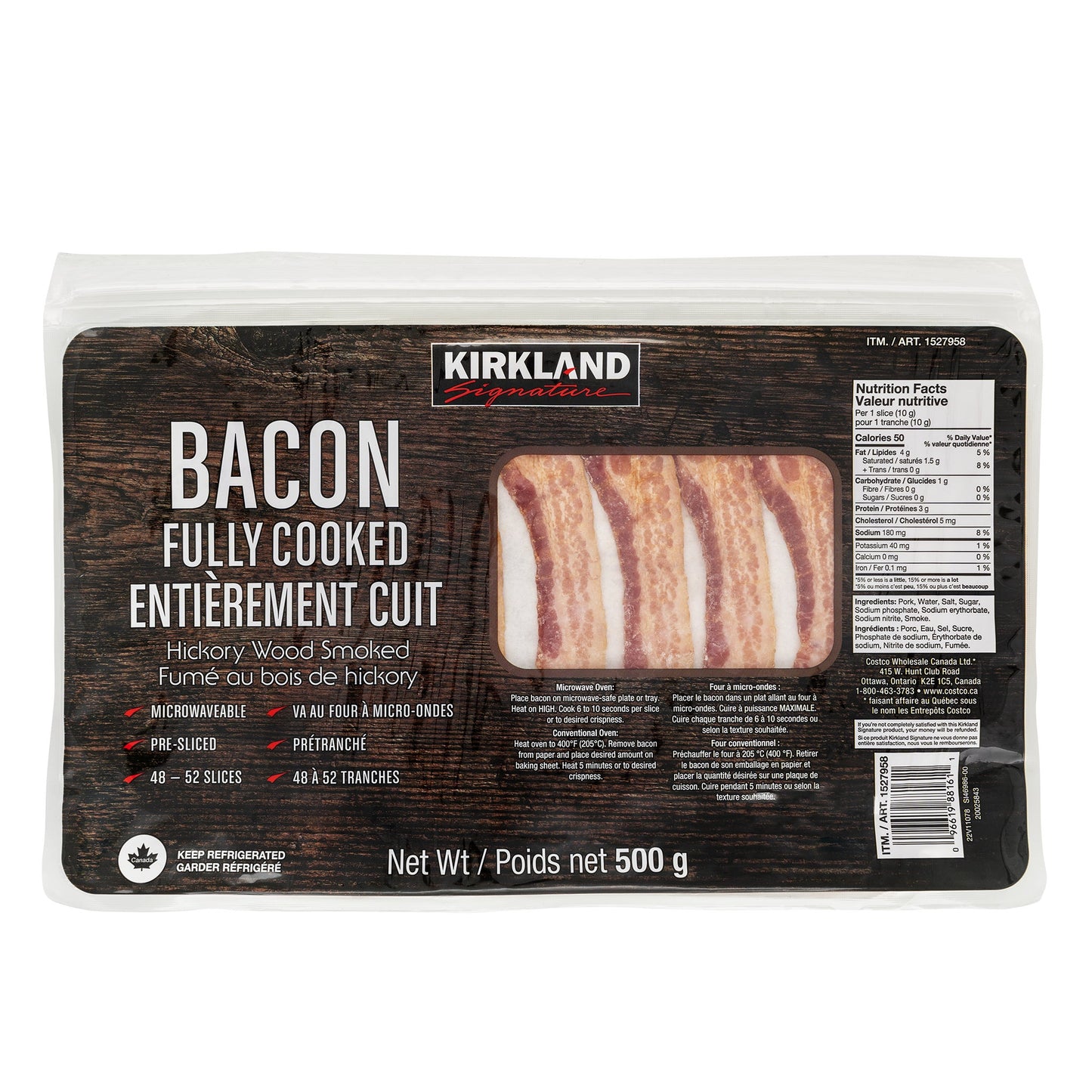 Kirkland Signature - Fully-cooked Bacon, 500 g - image 1