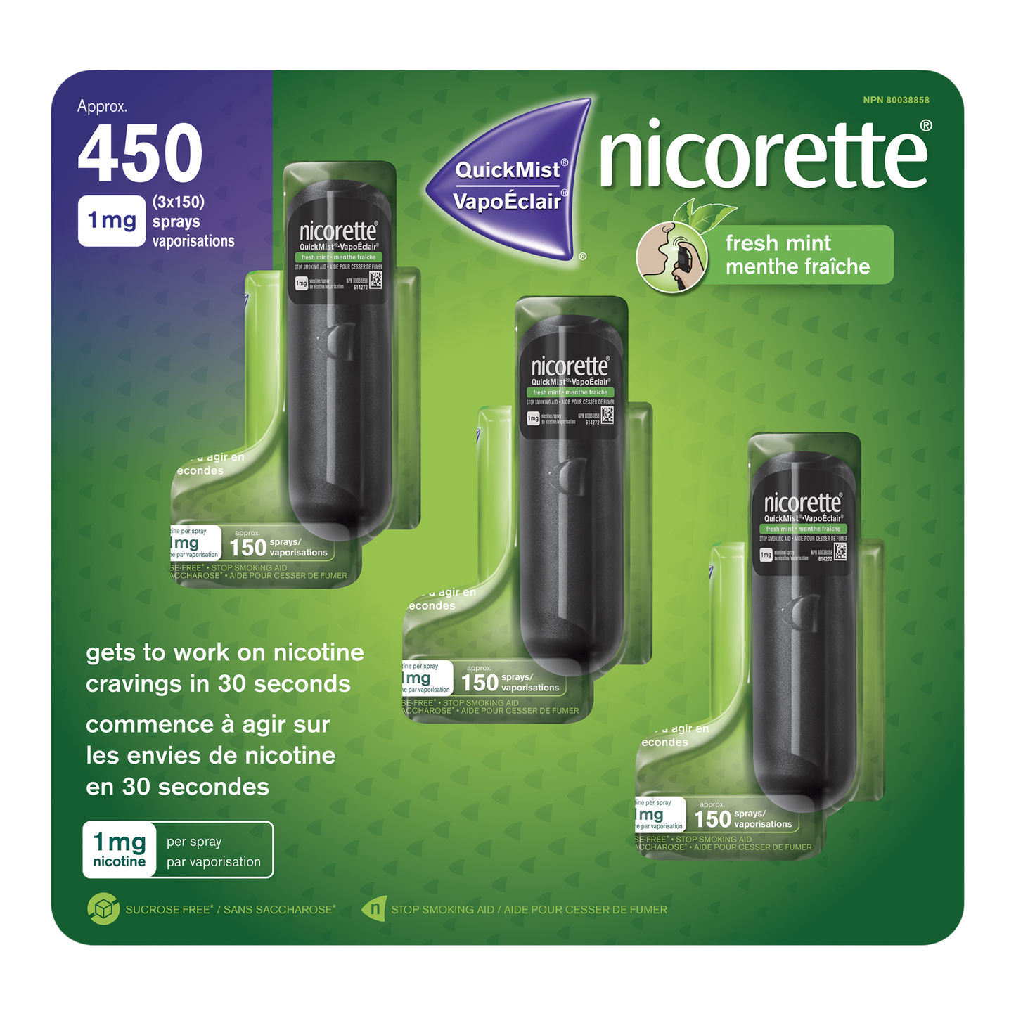Nicorette QuickMist Fresh Mint, 3 x 150 sprays - image 3