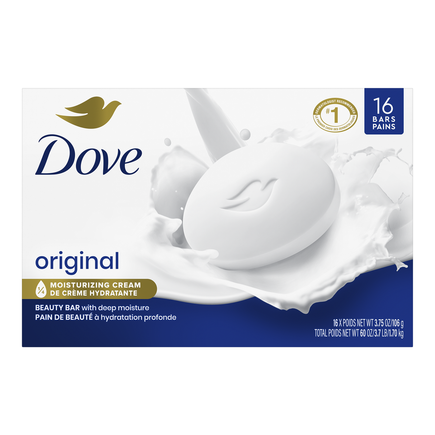 Dove White Soap Bar, 16-pack - image 1