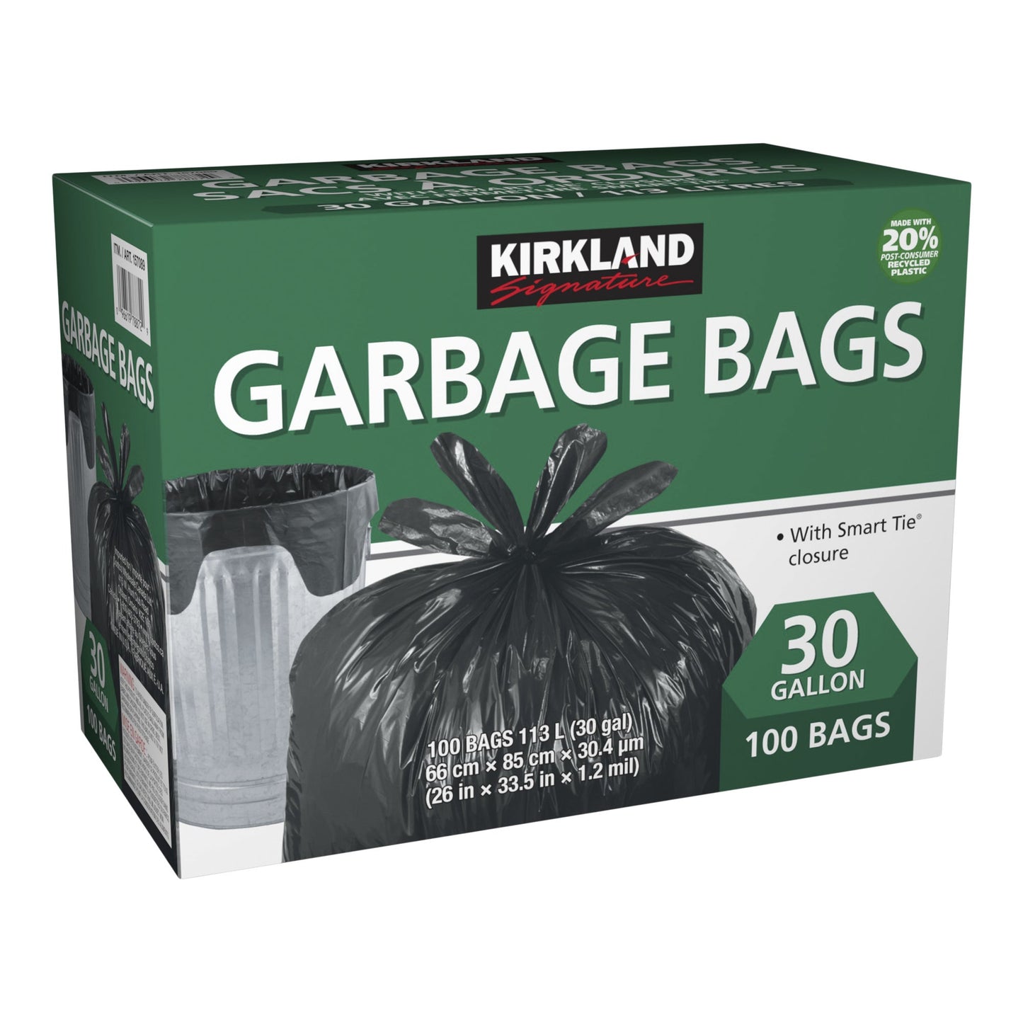 Kirkland Signature Smart Tie Garbage Bags, Pack of 100 - image 1
