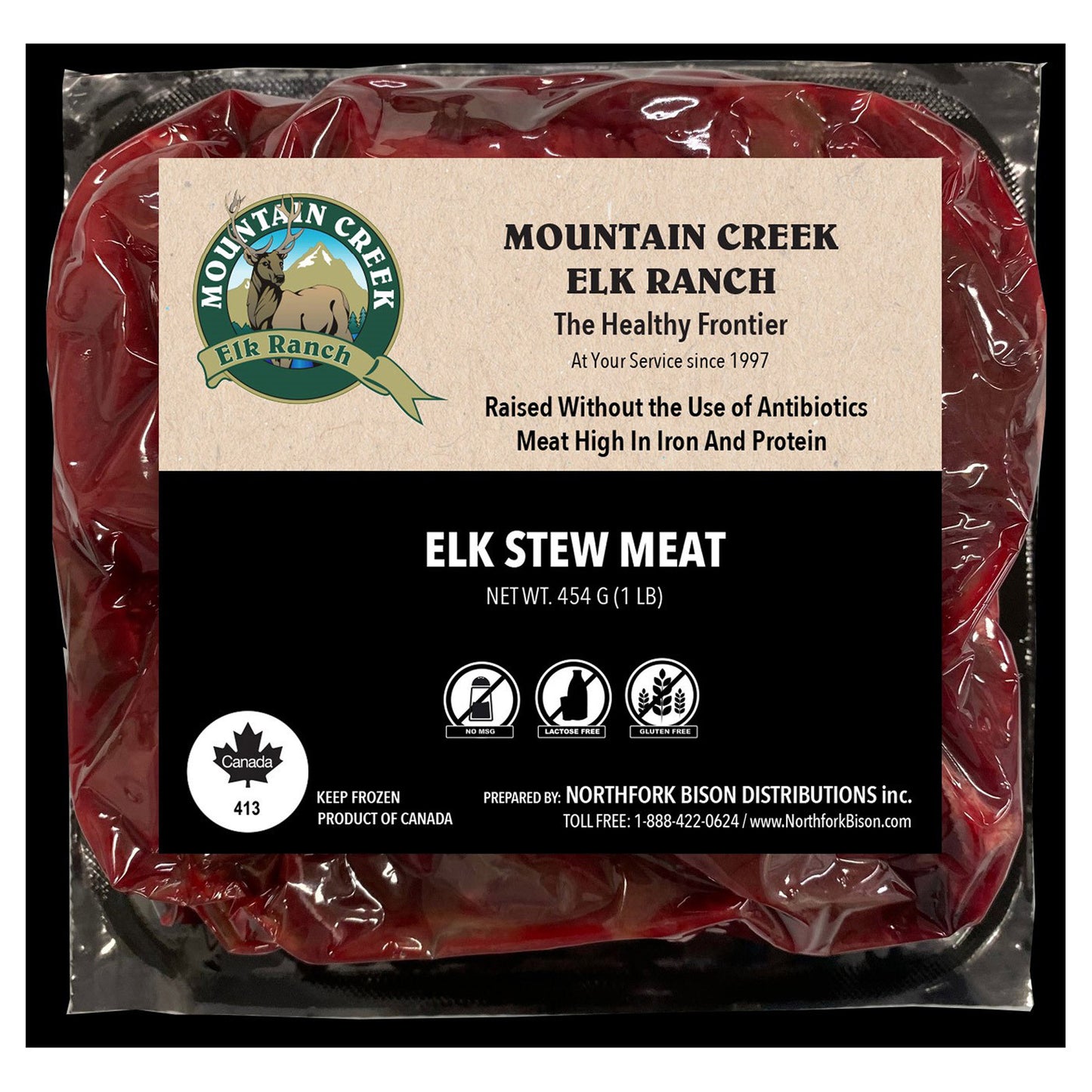 Northfork Elk Stew Meat, 5 x 16 oz (1 lb) - image 2
