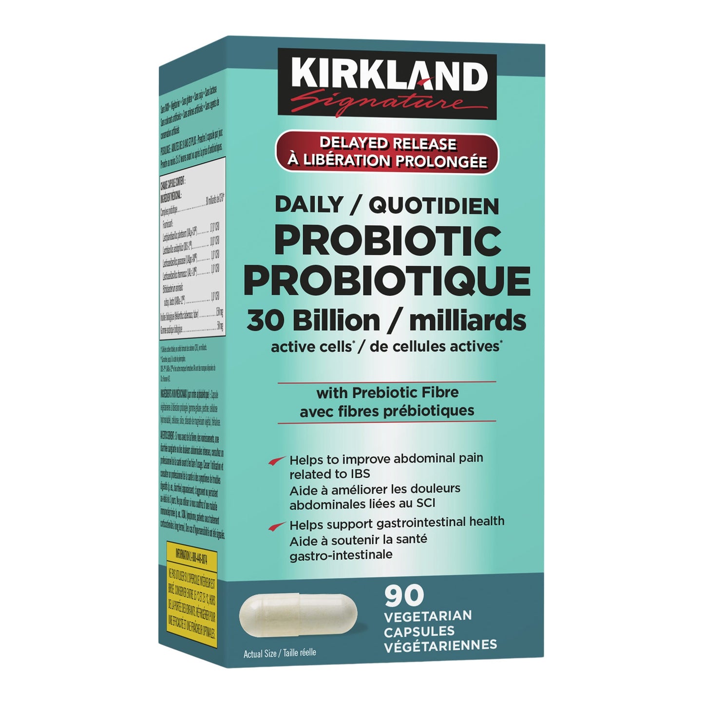 Kirkland Signature Daily Probiotic 30 Billion, 90 Vegetarian Capsules - image 1
