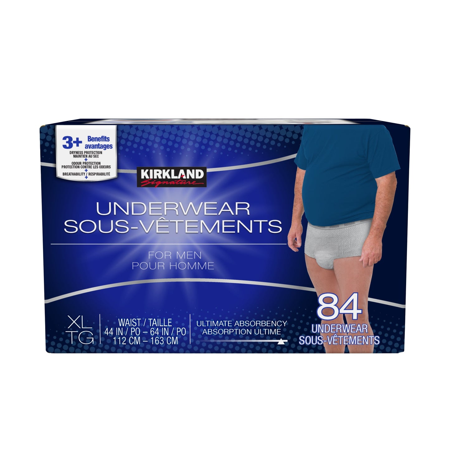 Kirkland Signature Men's Protective Underwear, Extra Large, 84-pack - image 1