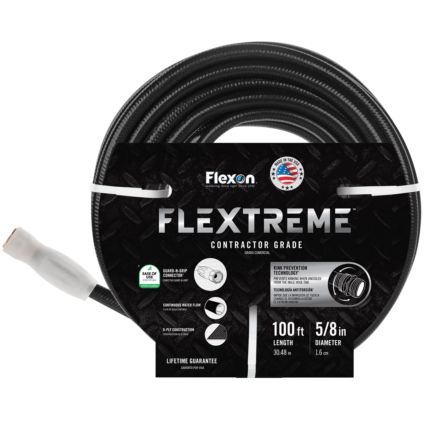 Flexon 5/8 in. x 100 ft. Contractor Grade Hose with Guard & Grip - image 1