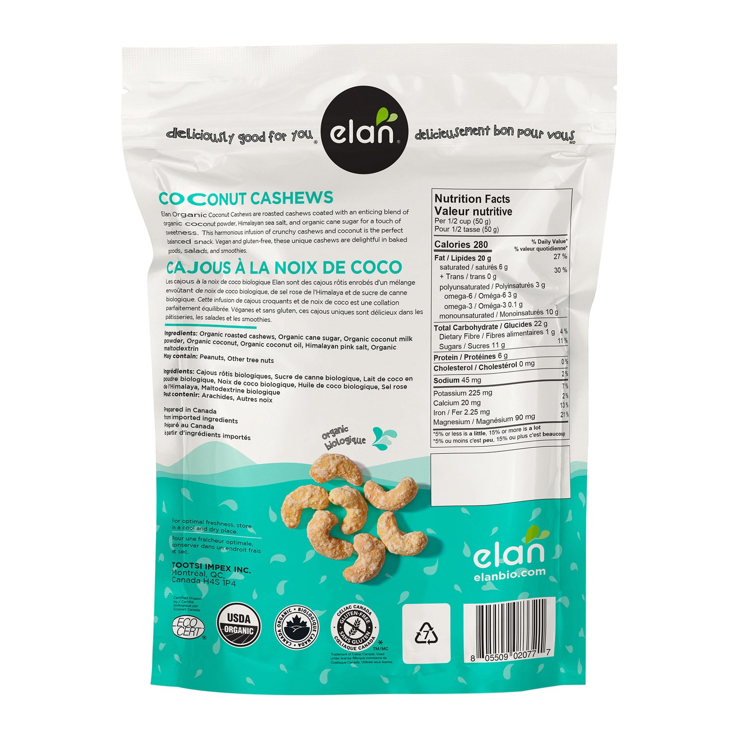 Elan Organic Coconut Cashews, 2 × 550 g - image 2