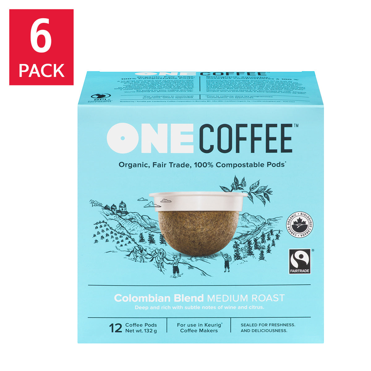 OneCoffee Organic Colombian Fairtrade Coffee K-Cup Pods, 72-count - image 1