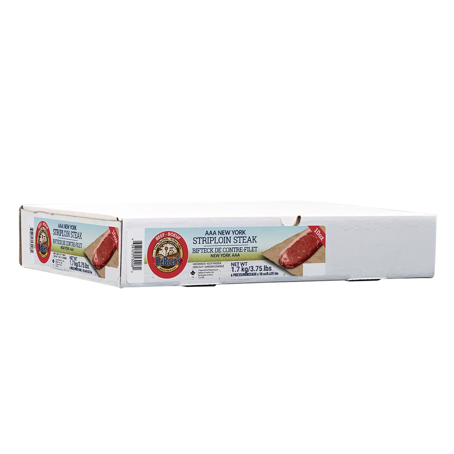 DeBoer's Frozen Canada AAA Boneless Striploin Steaks, Pack of 6 - image 1