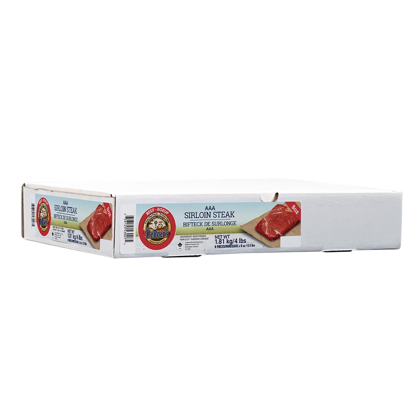 DeBoer's Frozen Canada AAA Boneless Top Sirloin Steaks, Pack of 8 - image 1