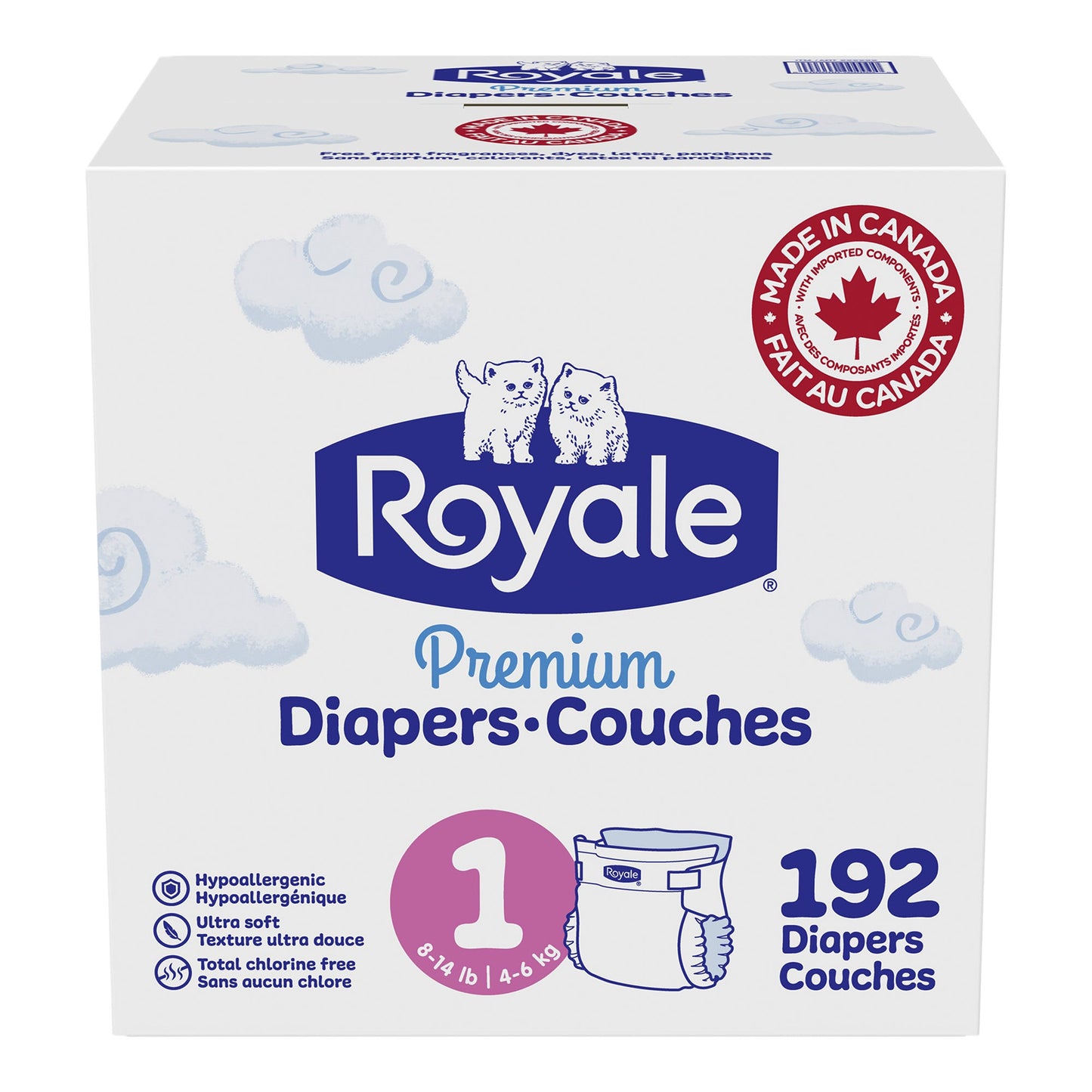 Royale Premium Baby Size 1 Diapers, Pack of 192 - image 1