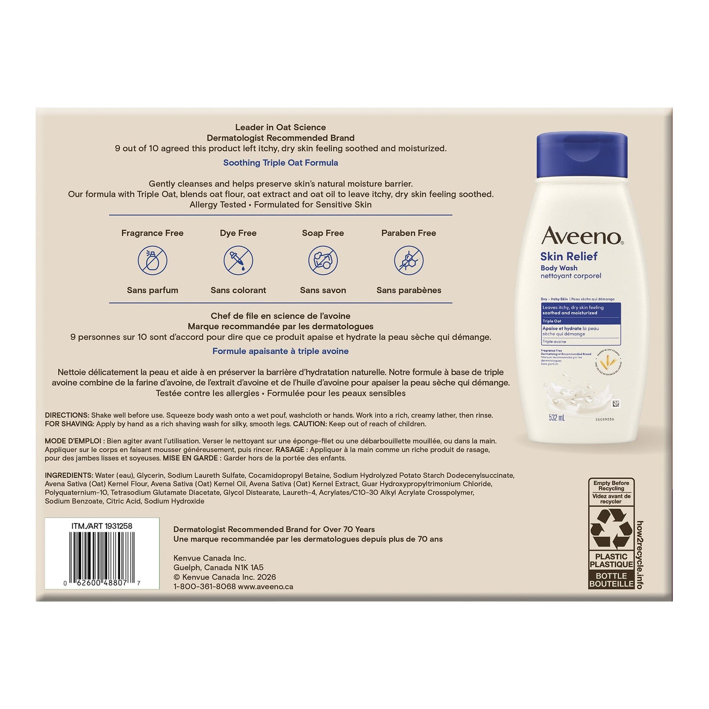 Aveeno Skin Relief Bodywash, 3 x 532mL - image 2