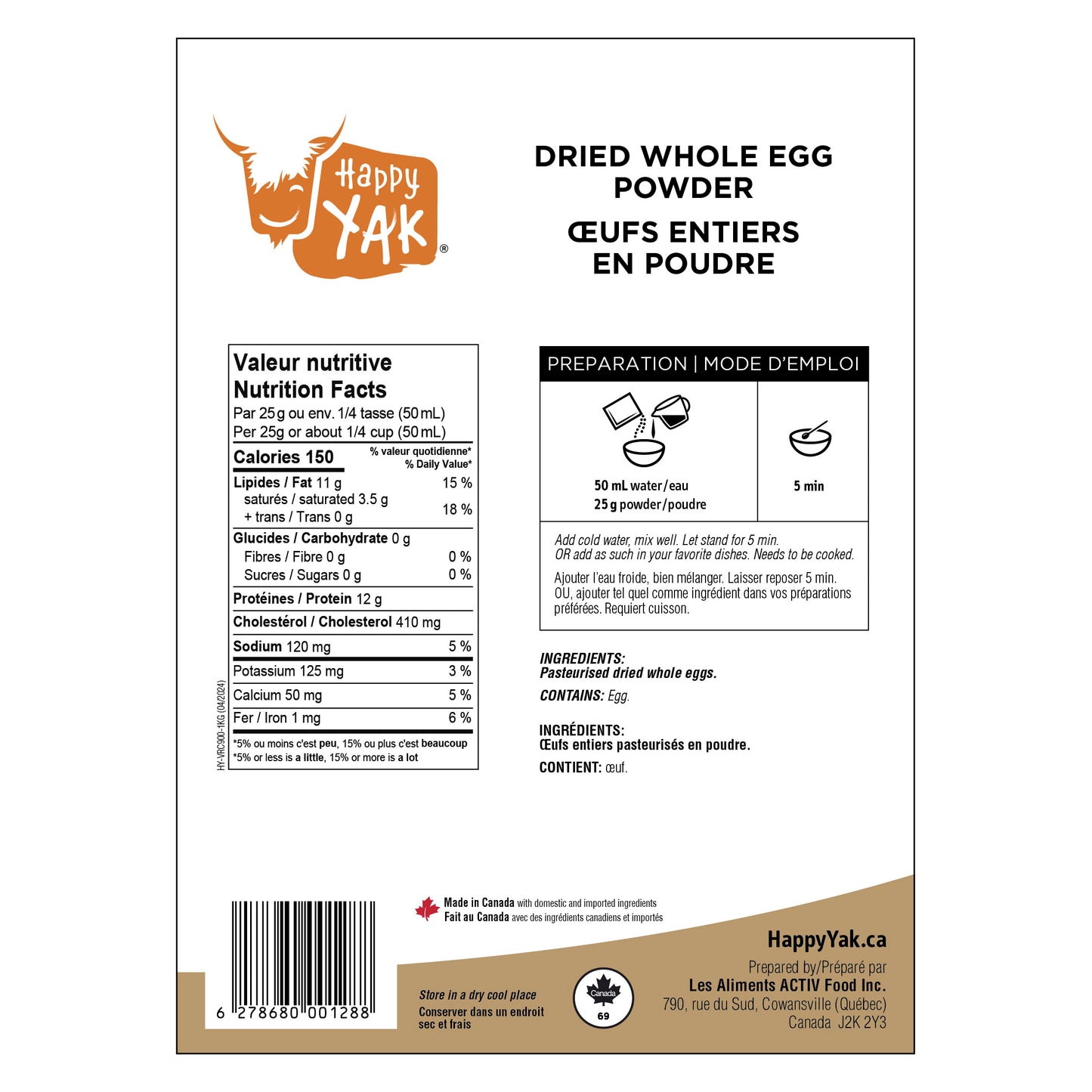 Happy Yak Dried Whole Egg Powder, 1 kg - image 2