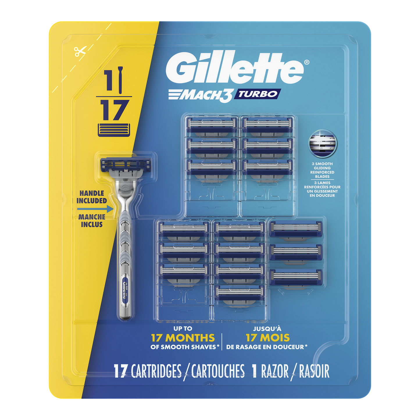 Gillette Mach3 Turbo Razor + 17 Cartridges - image 1