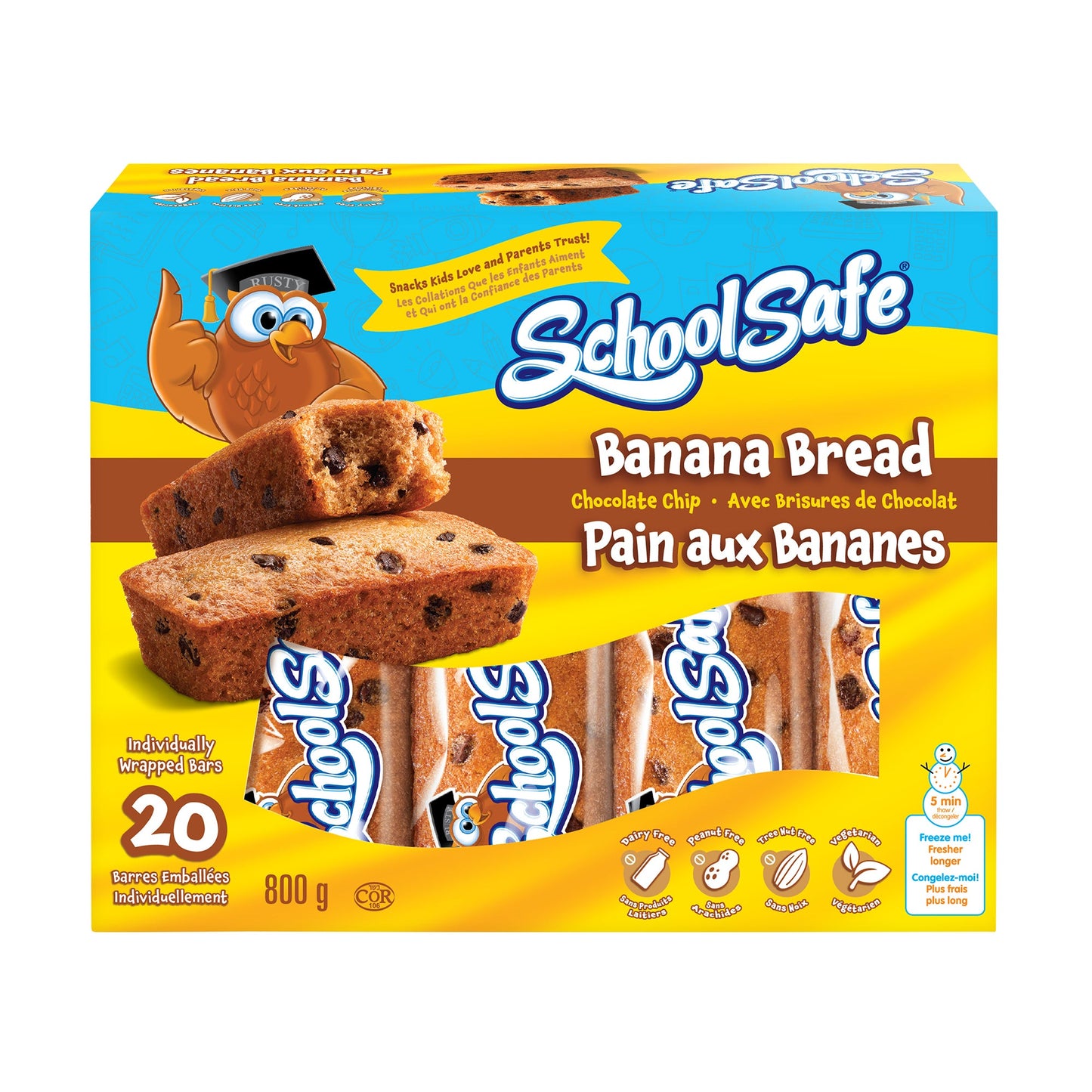 School Safe Banana Chocolate Chip Muffin Bars, 20 × 40 g — product image