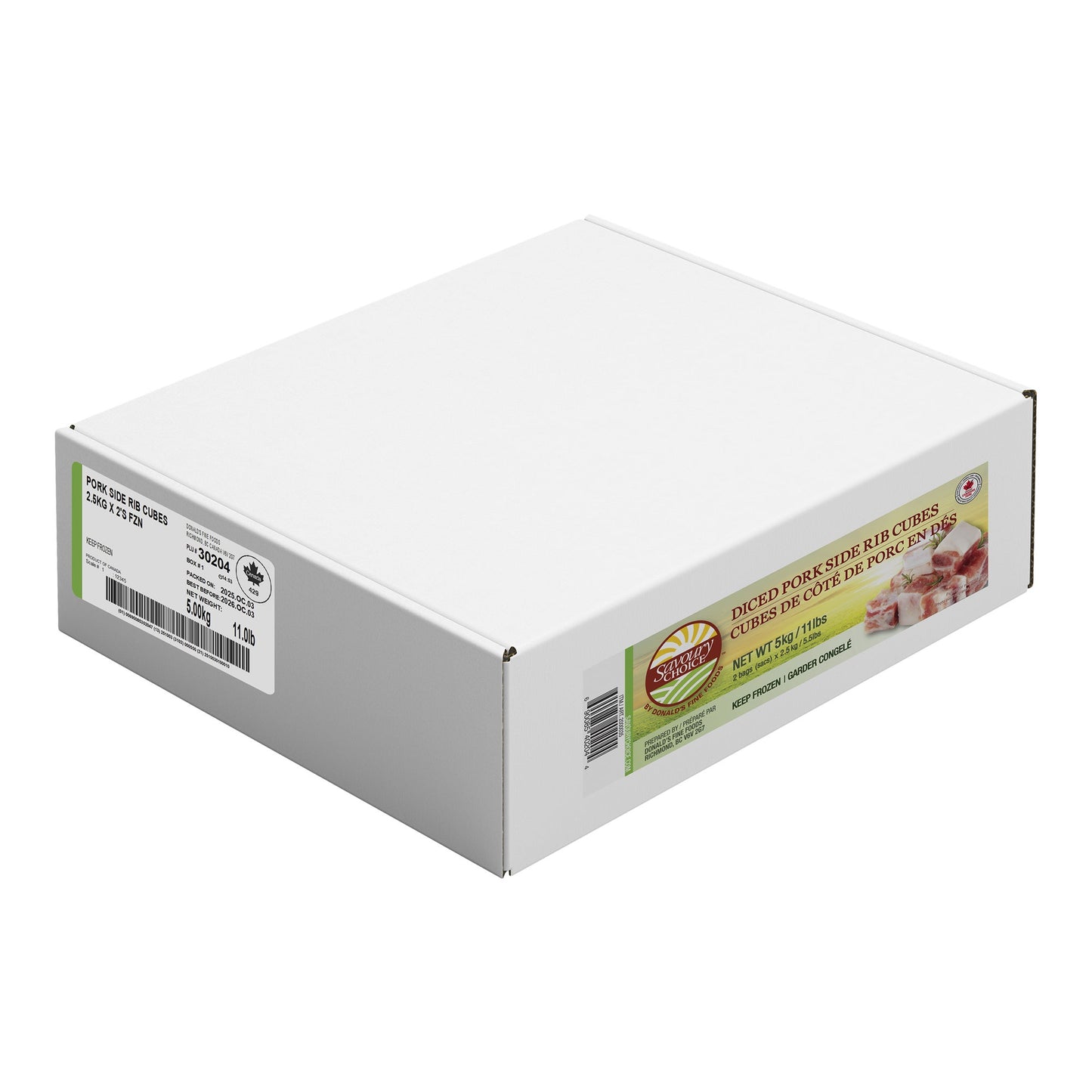 Savoury Choice Diced Pork Side Rib Cubes, 5kg - image 1