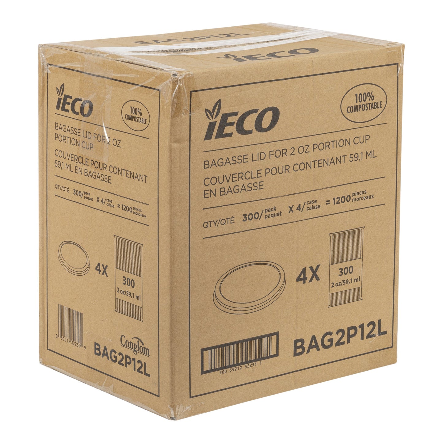 IECO Lid for 2oz Bagasse Portion Cup, Pack of 1200 - image 3