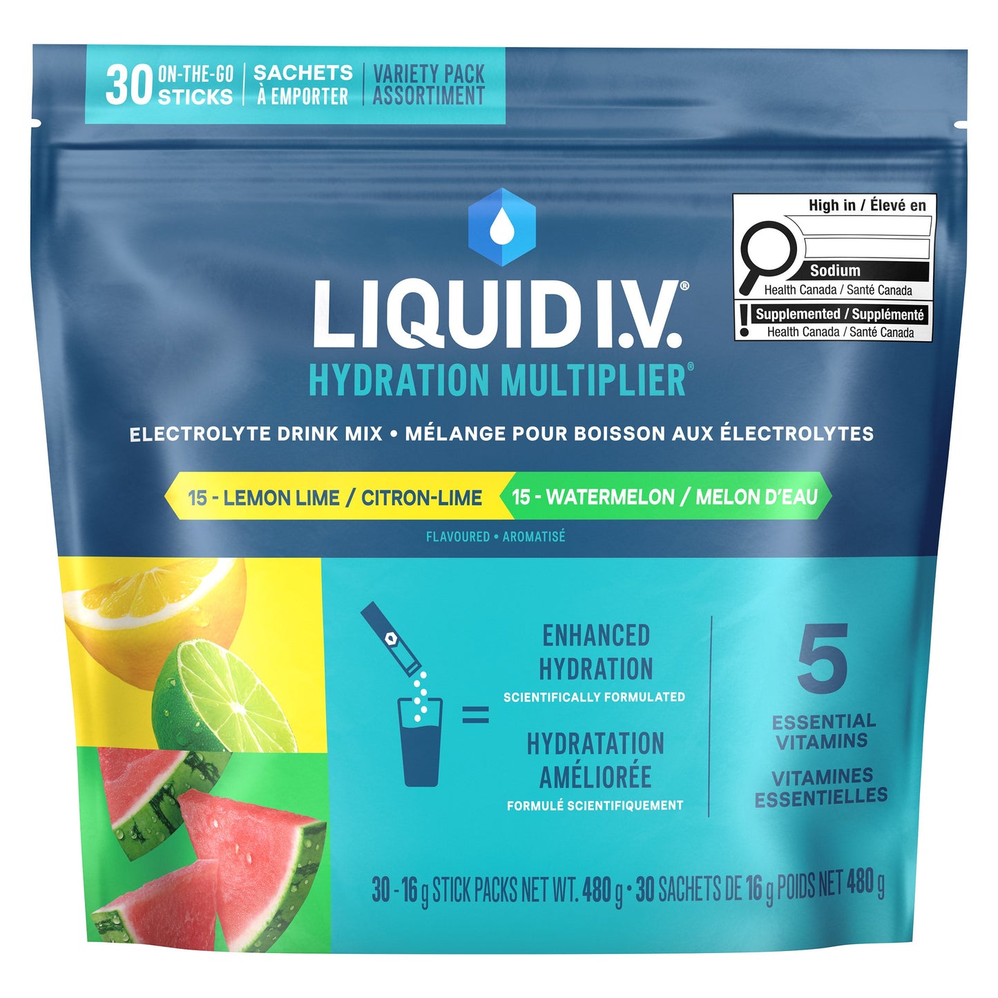 Liquid I.V. Lemon Lime & Watermelon mixed pack, 30 x 16g - image 1