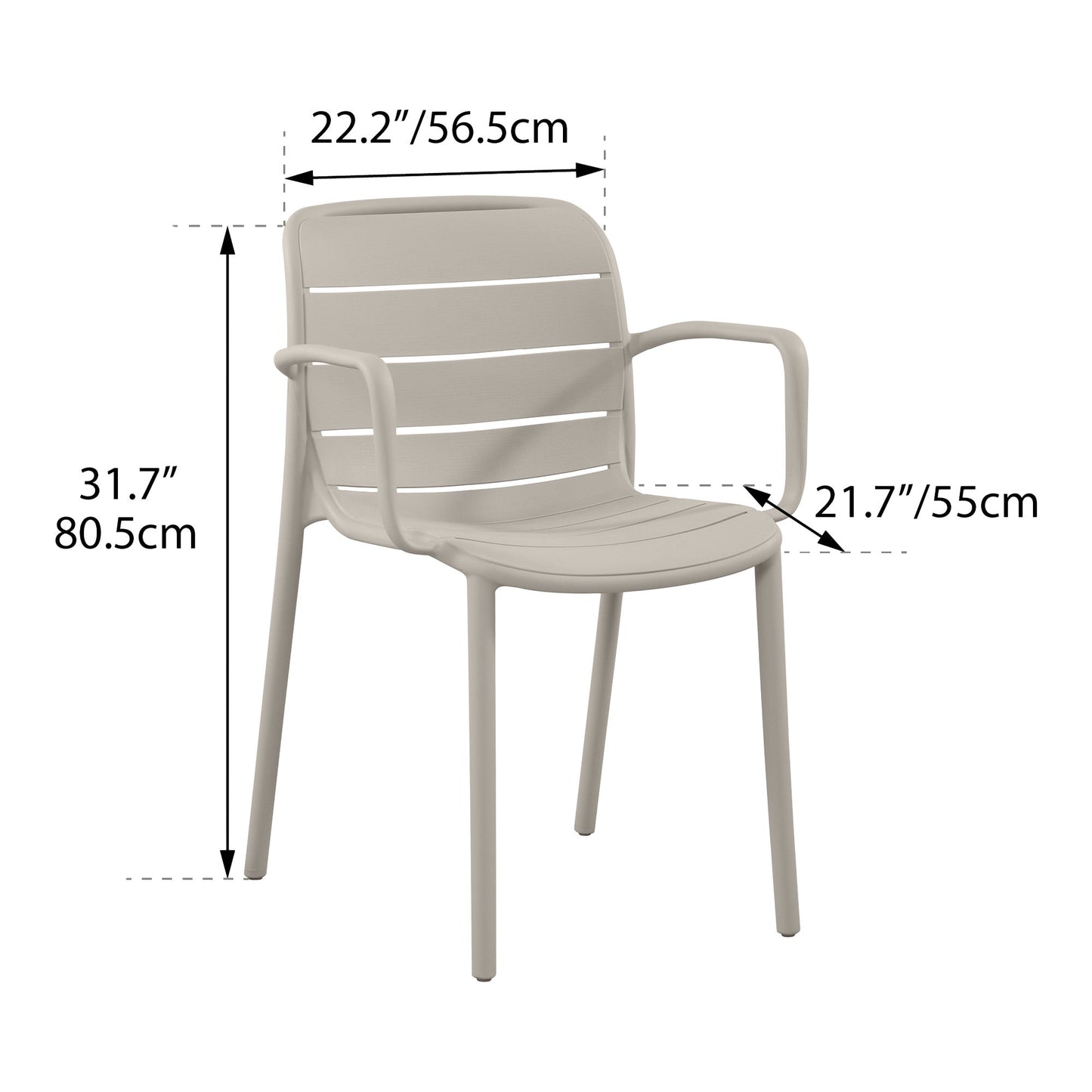Patioflare Stacking Armchairs, Cream, 2-Pack - image 4