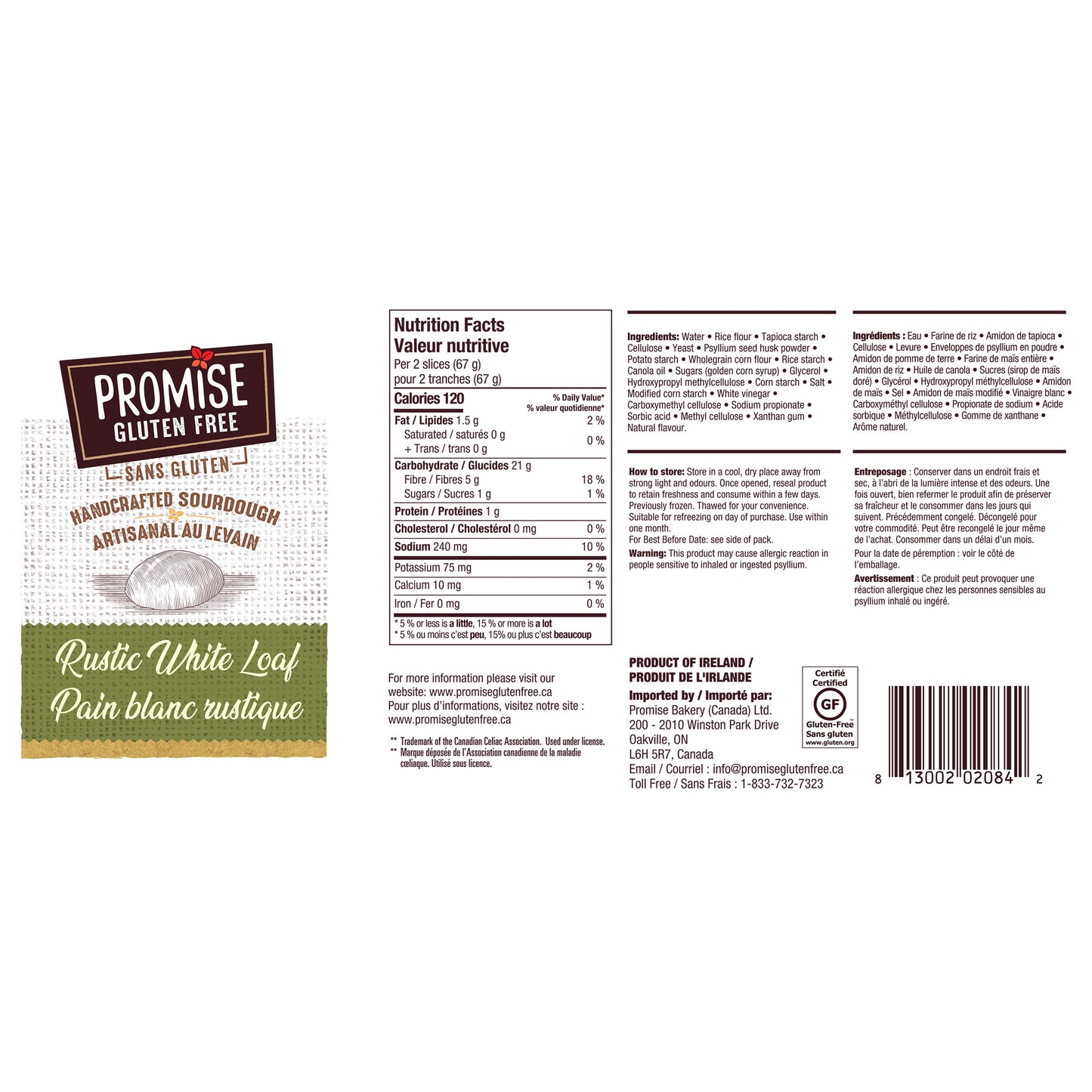 Promise Gluten Free Rustic Sourdough Loaf, 3 × 400 g - image 2